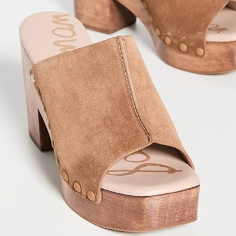 Sam Edelman WHISKEY Josselyn Studded Suede Platform Clogs (Sz 6.5 often fits 7)